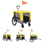 The Living Store Cykelvagn för husdjur och joggingvagn 2-i-1 gul och grå -  Vagnar för husdjur