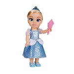Disney Princess Cinderella Doll, 14” / 35cm Tall Doll with Royal Reflection Eyes Includes Shimmery Platinum Holofoil Printed Removable Dress, Shoes, Tiara and Brush, Perfect for Girls Ages 3+