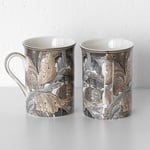 Set of 12 Dark Floral Coffee Mugs 260ml William Morris Acanthus Fine China Cups