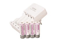 ICIDU Quick Battery Charger with 4x AA 2000mAh Low Discharge Batteries, Nickel-kadmium (NiCd), Nickel-metallhydrid (NiMH), Överbelastning, AA, AAA, Batterier medföljer