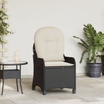 Recliner Stol med Kudde Svart Poly Rattan