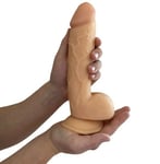 Dildo 9 INCH Sex Toy FLESH Realistic GIRTHY with Balls Suction Cup Dong Vagina