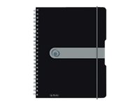 Herlitz To Go - Spiralblock - Trådbunden - A4 - 80 Ark / 160 Sidor - Vitt Papper - Fyrkantig - Svart Skydd