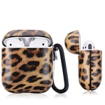 PENYUY Case for AirPods Case Airpod Case Cover Skins, Soft Silicone Shock Resistant Protective Cover Case for Airpod 2 & 1 Charging Case with Carabiner Keychain Dustproof Cover - Leopard Pattern