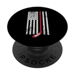 Red Hockey Stick American Flag Hockey Love PopSockets PopGrip - Support et Grip pour Smartphone/Tablette avec un Top Interchangeable