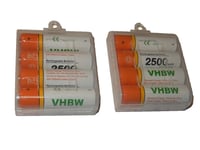 Lot 8 piles rechargeables vhbw AA Micro R3, HR03 2500mAh pour Logitech G602, G700, G700s, Harmony 600, 650, 700, 350, Console de jeux V-Tech