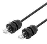 Deltaco S/FTP Cat6a patch cable, 3m, IP68, PG13.5, black