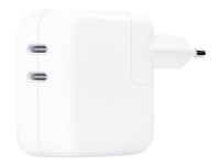 Apple 35W Dual USB-C Port Power Adapter - Strömadapter - 35 Watt - utgångskontakter: 2 - för 10.2-inch iPad 10.9-inch iPad Air AirPods Max AirPods Pro iPhone 11, 12, 13, SE