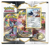 Pack 3 Boosters Epee Et Bouclier 2 - Clash Des Rebelles - Avec Carte Duralugon Et Une Piece Pokemon