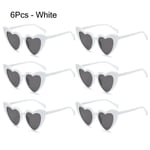 6st Hjärtformade solglasögon Love Heart Solglasögon 6ST - VIT 6Pcs - White