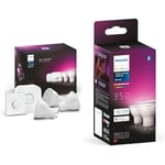 Philips Hue White & Color Ambiance Kit de Démarrage, lot de 2 ampoules connectées E27 75W & Ampoules LED Connectées White & Color Ambiance GU10 Compatible Bluetooth, pack de 2