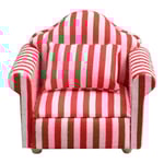 Lantlig stil fåtölj mini soffa dockhus miniatyr soffa och set trä simulering möbler flickors favoritgåva Red stripes