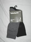 BNWT TIMBERLAND Mens  Crew Socks  Black  Grey    2 Pairs    Size 6-9