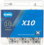 KMC X10-116L, NP/BK 10 Speed Bicycle Chain,Silver,0.5 inches X 0.39"