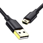 Câble USB 5 broches plaqué or - câble mini USB 0,25 m, noir