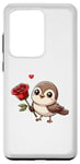 Galaxy S20 Ultra Sparrow and flowers - Sparrow holding a red rose Case