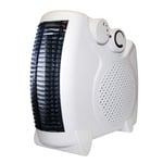 Portable Electric Compact Up Right and Flatbed Small Heating Machine for Indoor Hot Air Fan with 2 Heat Settings, Adjustable Thermostat and Safety Cut Out For Home, Office & Caravan Heater