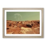 Big Box Art Red Planet Mars Space Framed Wall Art Picture Print Ready to Hang, Oak A2 (62 x 45 cm)