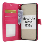 Crazy Horse Wallet Motorola Moto E32s (Hotpink)