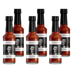 Longbottom Hot Sauce 150ml 6 pack (6 x 150ml bottles), tangy and spicy and with a hint of scotch bonnet chilli, Vegan & Gluten Free (GF), perfect for every day and BBQ