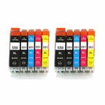 10 NonOEM Canon PGI 550XL CLI 551XL Ink Cartridge for MG5650 IP7250 MX925 MG6450