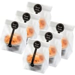 (400st) 200st genomskinliga plastpåsar/cellofanpåsar med 200st handgjorda klistermärken för muffins, kakor, tårtor, chokladgodis, snacks, förpackning av bageriprodukter