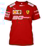 Ny F1 Ferrari racing dräkt team version casual rund halsad kortärmad topp röd red S