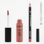 2 NYX Soft Matte Lip Cream 14 Zurich + Slim Lip pencil 858 Nude Pink Set Joy's