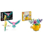 LEGO Art 31211 La Collection Faune Les Perroquets Ara, Décoration Murale avec Motif d'Oiseau & Creator 3in1 Flowers in Watering Can Toy to Welly Boot to 2 Birds on a Perch