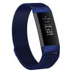 JIAOCHE Stainless Steel Magnet Wrist Strap for FITBIT Charge 4， Large Size: 210x18mm(Black) (Color : Blue)