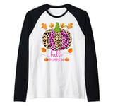 Leopard Hello Pumpkin - Autumn Vibes Raglan Baseball Tee