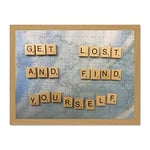 Get Lost Find Yourself Travel Scrabble Large Framed Art Print Poster Wall Decor 18x24 inch