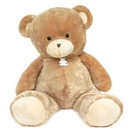 HISTOIRE D'OURS - Peluche Géante Ours Bellydou - Taille Géante 110 cm - Coloris Champagne - Ourson Mignon Tout Doux - Présence Imposante Réconfortante - Idée Cadeau pour Enfants et Adultes
