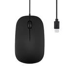 perixx PERIMICE-201C USB Type C Wired Optical Mouse with 3-Button, Scroll Wheel, 800 DPI, Black, 11703