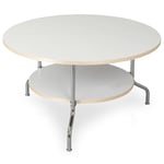 Källemo-Sven Table, Ø80 Slab in Ash White Glazed / Steel Frame Chrome