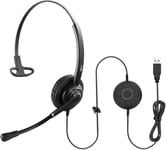MKJ USB Headset with Microphone Noise Canceling Corded Computer Headphones