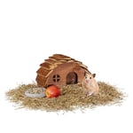 Maison de hamster en bois, avec fond, maison de rongeur, souris, accessoire de cage de hamster, 17x25x15 cm - Relaxdays