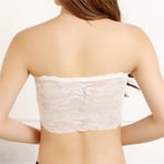 Ladies Sexy Lace Stretch Boob Tube Top Bandeau Strapless Padded White One Size