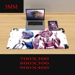 Gaming Mouse Mat Pad/XXL Thick Extended Mousepad Water-Resistant with Non-Slip Rubber Base, Smooth Cloth Surface, Life in the different world from scratch for PC/Keyboard -A_700x300x3