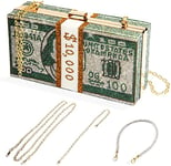 Hauska käsilaukku dollarin setelipinkka magneettilukolla, Vihreä