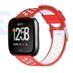 Fitbit Versa klockarmband silikon dubbelfärgad - Vit och röd