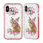 Official Monika Strigel Bunny Lace Flower Friends 2 Red Fender Case Compatible for Apple iPhone X/iPhone XS