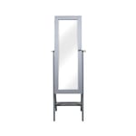 Prinz Armoire à bijoux avec miroir, armoire de rangement à bijoux pour chambre à coucher, montage mural ou sur porte, poser au sol avec miroir pleine longueur, organiseur de collier, 3 étagères