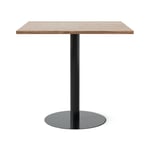 Cafébord Kvadrat - Runt pelarstativ, Storlek 80x80 cm, Bordsskiva Valnöt, Stativ Svart