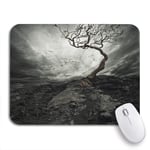 Gaming Mouse Pad Landscape Dramatic Sky Over Old Lonely Tree Dark Mountain Nonslip Rubber Backing Mousepad for Notebooks Computers Mouse Mats