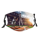 Hicyyu Comfortable Windproof Face cover,Professional Baseball Players in The Stadium Playing The Game Pich Sports Print,Printed Facial Decorations for Everyone