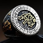 Ring - Nordisk Mytologi - Fenrir med runor guld #13