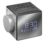 Sony Dual Radio Alarm Clock with FM/AM Radio Tuner & Time Projector Black/Silver