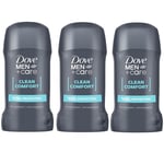 Dove Deo Deodorant Stick Clean Comfort Anti-Perispirant 1754 - 3 Packs x 50ml