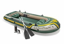 Intex Seahawk 4 Boat Set - Four Man Inflatable Dinghy with Oars and Pump #68351